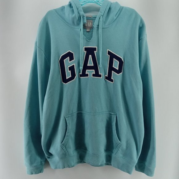 gap fleece men's pullover green mint hoodie size large - Picture 1 of 10